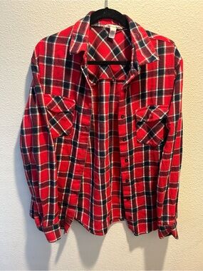 RSQ Red Plaid Button-Front Women's Shirt Jacket